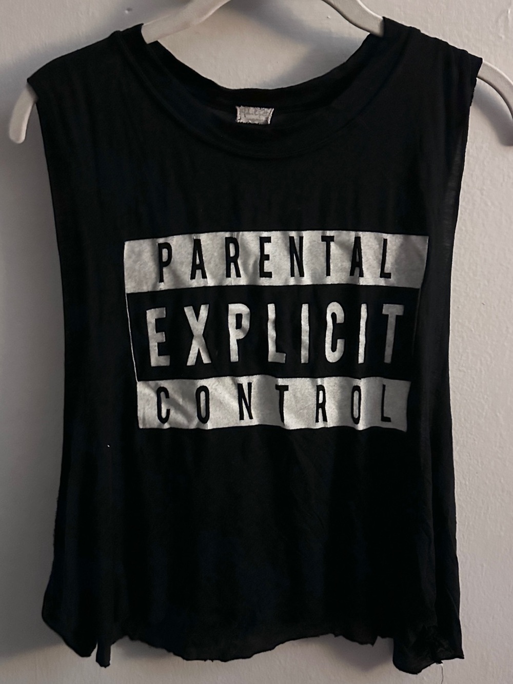 Brandy Melville Black Graphic Muscle Tank - "Parental Explicit Control"
